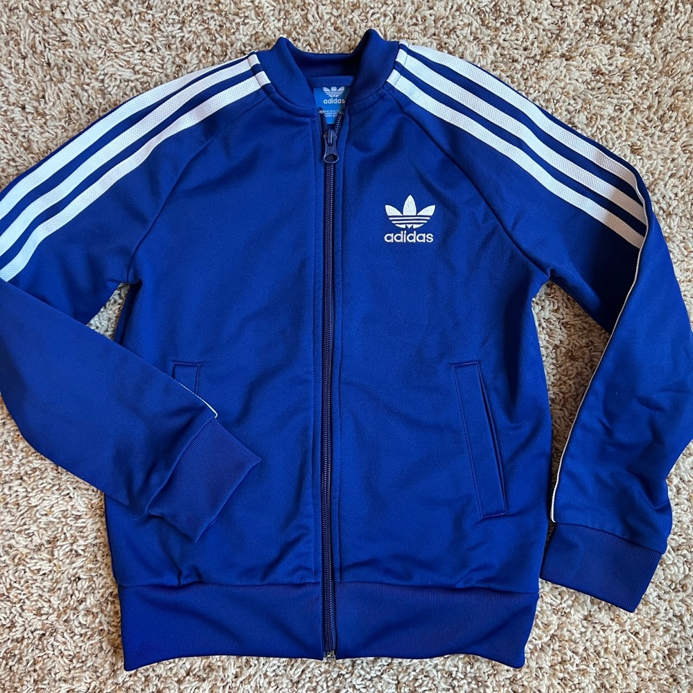 ADIDAS BOYS SIZE XS 7-8 FULL ZIP JACKET Excellent Condition Blue